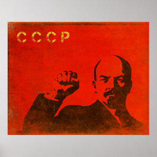 Póster Poster retro con imprenta Lenin antigua de la URSS
