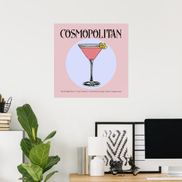 Póster Poster Retro Cosmopolitan Cocktail Ilustracion