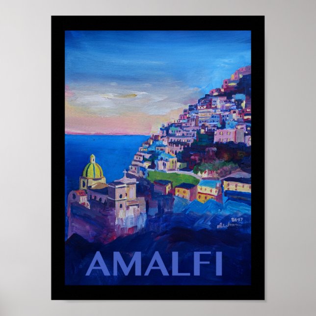 Póster Poster retro de Amalfi Italia (Frente)