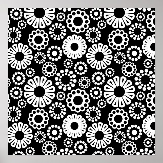 Póster Poster retro de flores blancas (Frente)