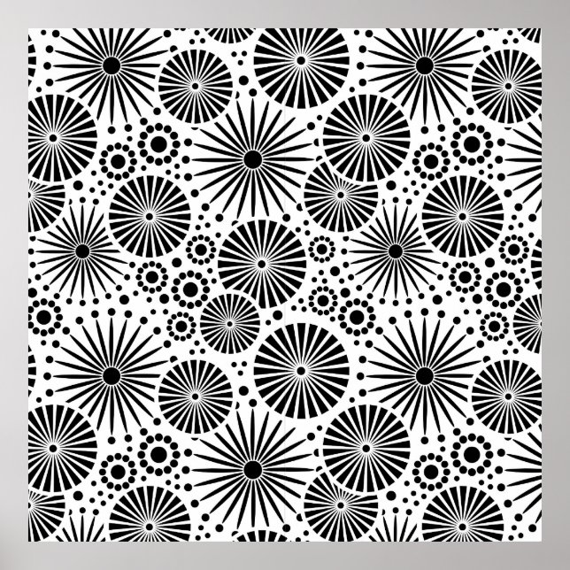 Póster Poster retro de flores blancas (Frente)