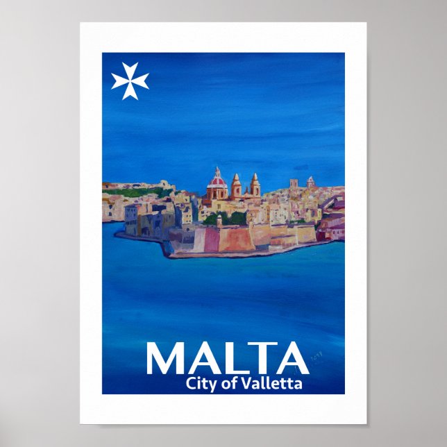 Póster Poster Retro de la Ciudad de Malta (Frente)