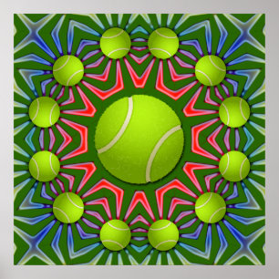 PÓSTER POSTER RETRO DE LA PELOTA DE TENIS