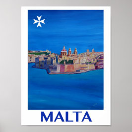 Póster Poster retro de la Valeta de Malta