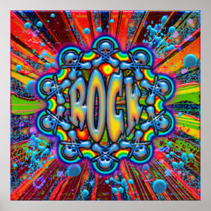 PÓSTER POSTER RETRO DE LAS GUITARRAS Y DE LOS CRÁNEOS DE