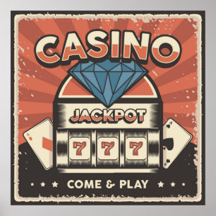 Póster poster retro de los amantes del Casino fresco
