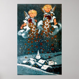 Póster Poster retro de los ángeles del día de fiesta del