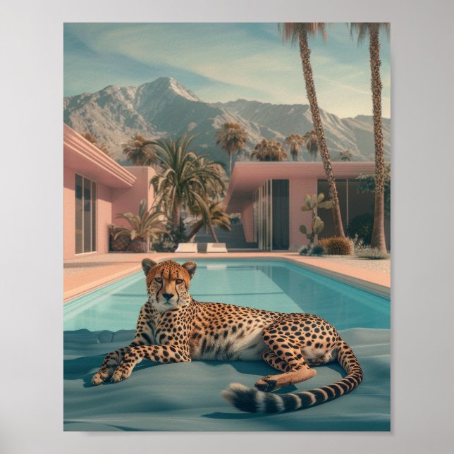 Póster Poster retro de palmeras de los años 1960 al estil (Frente)