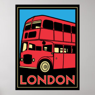 Póster poster retro del art déco de Londres Westminster