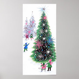 Póster Poster retro del día de fiesta del árbol de