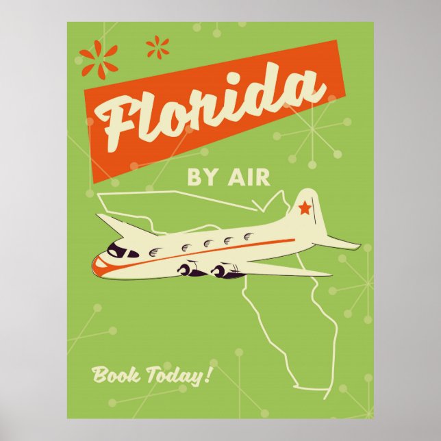 Póster Poster retro del estado de Florida. (Frente)
