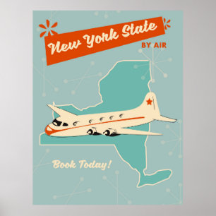 Póster Poster retro del estado de Nueva York.