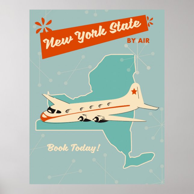 Póster Poster retro del estado de Nueva York. (Frente)