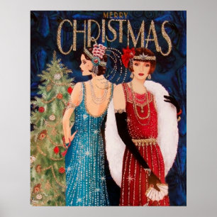 Póster Poster retro del navidad de las señoras del deco