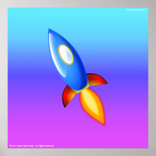 Póster Poster retro del rocketship