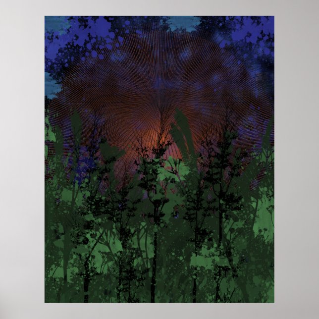 Póster Poster Retro Forest Sunset (Frente)