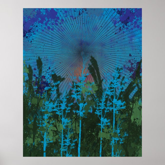 Póster Poster Retro Forest Sunset (Frente)