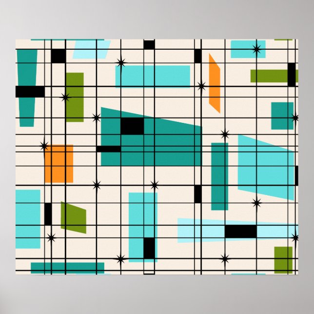 Póster Poster Retro Grid y Starburts (Frente)