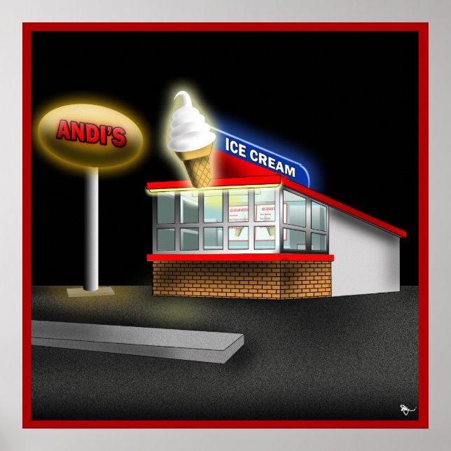 Póster Poster Retro Ice Cream Stand (Frente)