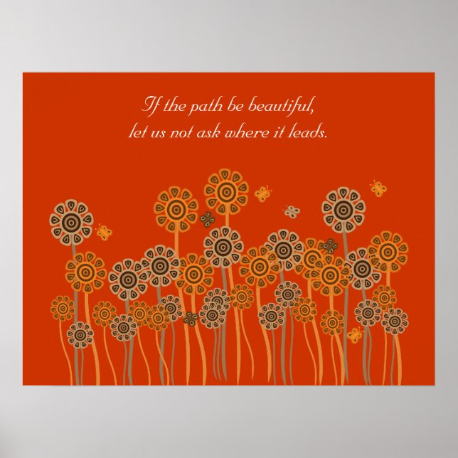 Póster poster retro-jardín naranja inspirador (Frente)