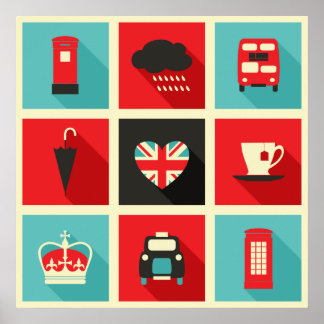 Póster Poster Retro London Collage