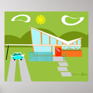 Póster Poster Retro Palm Springs House