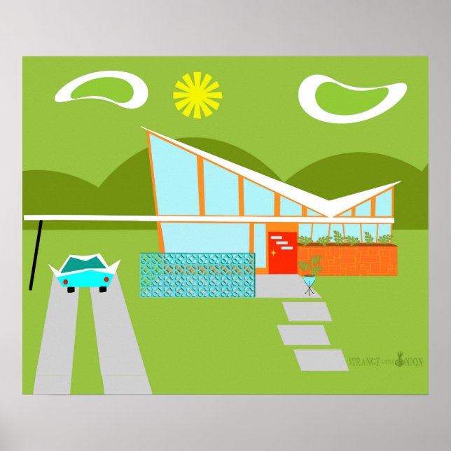 Póster Poster Retro Palm Springs House (Frente)