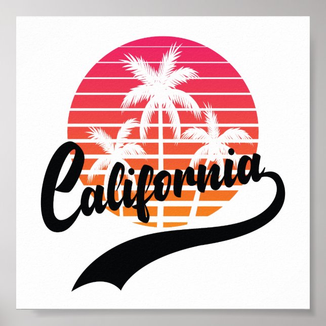 Póster Poster Retro Sunset de California (Frente)