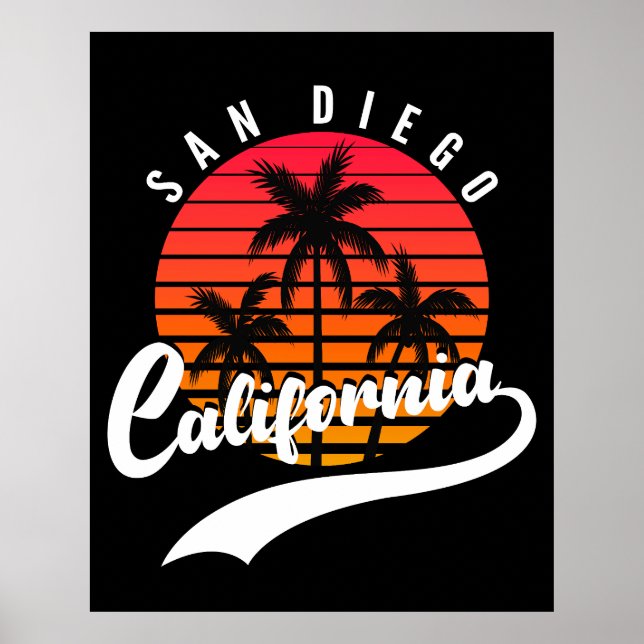 Póster Poster Retro Sunset de San Diego (Frente)