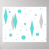 Poster Retro Turquoise Diamond & Starburst