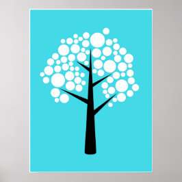 Póster Poster Retro Verde azulado del árbol blanco de bur
