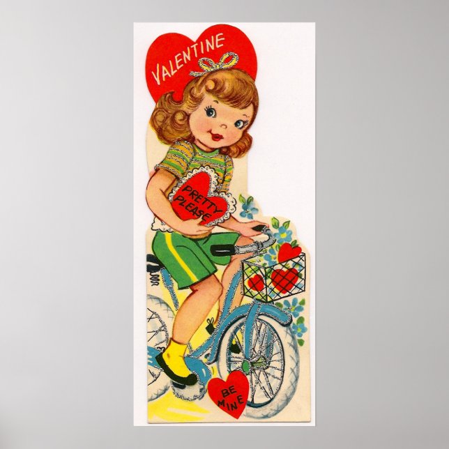 Póster Poster retro vintage chica de San Valentín (Frente)