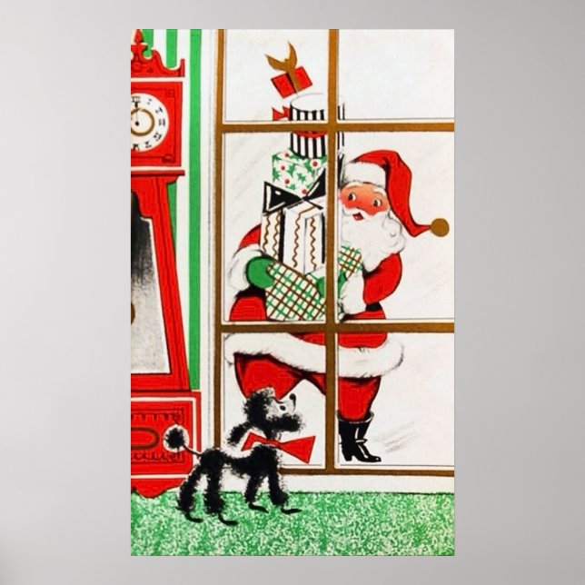Póster Poster retro vintage de navidad Santa (Frente)
