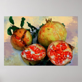 Póster Poster Ripe Pomegranates Paint Efecto