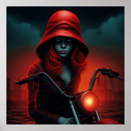 Póster Poster rockeuse aux chapeau rouge