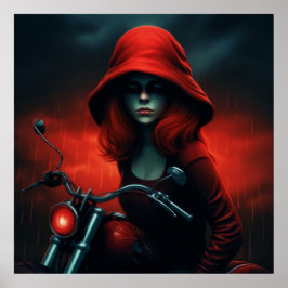 Póster Poster rockeuse aux chapeau rouge