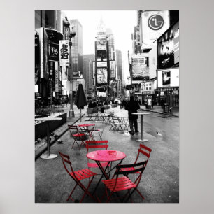 Póster Poster rojo blanco negro del Times Square