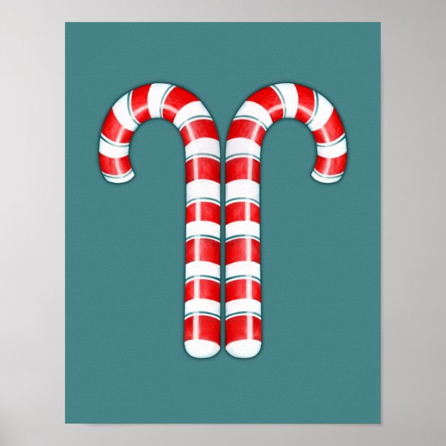 Póster Poster rojo Candy Canes (Frente)