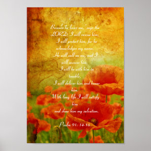 Póster Poster rojo de las amapolas del salmo 91