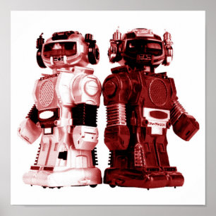 Póster poster rojo de los robots