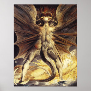 Póster Poster rojo del dragón de Guillermo Blake