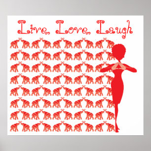 Póster Poster rojo del elefante