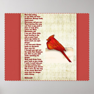 Póster Poster rojo del poema del pájaro