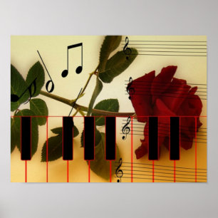 Póster Poster Romántico de Claves de Piano Musical