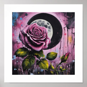 Póster Poster Rosa de Luna Completa Rosa