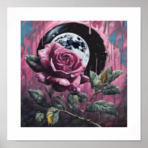 Póster Poster Rosa de Luna Completa Rosa