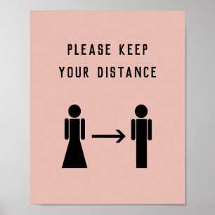 Póster Poster rosa del salón de trabajo de distanciamient
