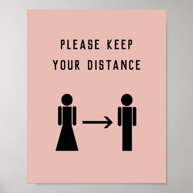 Póster Poster rosa del salón de trabajo de distanciamient (Frente)