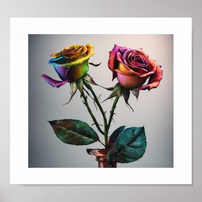 Póster Poster Rosa multicolor (Frente)