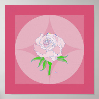 Póster Poster - Rosa sobre fondo geométrico